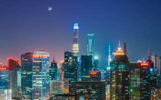 City skyline moon ferris wheel - neoism free wallpaper for desktop