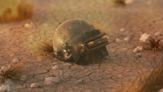 Helmet desert ground rocks grass - octane renderer free wallpaper