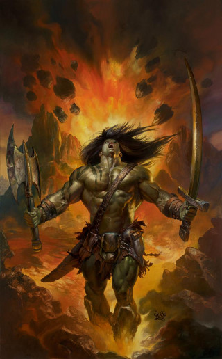 Man sword demon back painting 4 - fantasy art free wallpaper