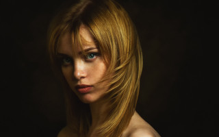 Woman longblondehair blueeyes serious portrait - andor basch free wallpaper