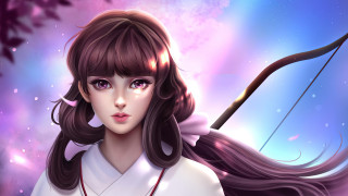 Girl long hair bow fantasy - art station free wallpaper