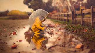 Little boy yellow raincoat clear - anthony s waters free wallpaper