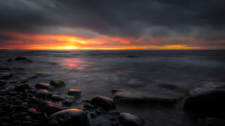 Sunset ocean rocks dark sky 3 - rock and water free wallpaper