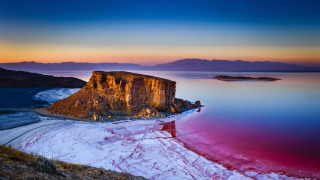 Large rock water beach land - the water near a beach free wallpaper