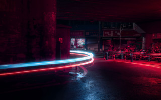 Red blue light streaks dark - the room free wallpaper