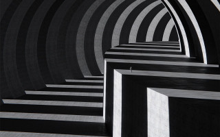 Black white curved building abstract - geometric shape free wallpaper