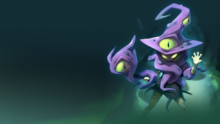 Cartoon purple hat green eyes - a green tail free wallpaper