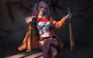 Woman bat graffiti jacket blood - graffiti free wallpaper