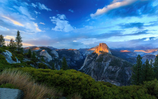Mountain range sunset clouds trees 9 - the sky above free wallpaper