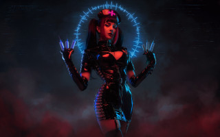 Futuristic woman neon lights cyberpunk - a futuristic outfit free wallpaper