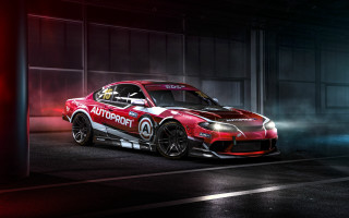 Red sports car garage smoke - a garage free wallpaper