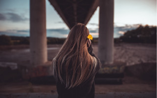Woman flower hair sky bridge - the side of the road free wallpaper