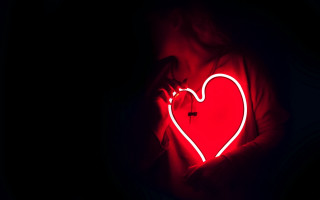 Neon heart hologram dark neo - their hands in free wallpaper