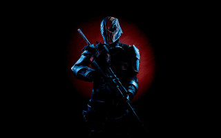 Black armor man gun red - a black outfit holding free wallpaper