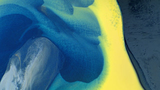 Blue yellow substance black object - substance free wallpaper