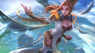 Woman sword costume clouds league - sots art free wallpaper