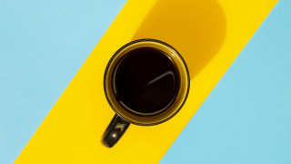 Coffee cup yellow blue tablecloth - product photo free wallpaper