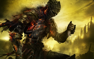 Dark knight armor battle fire - a knife and a sword free wallpaper