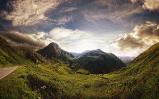 Mountain range road cloudy sky 3 - scenic free wallpaper