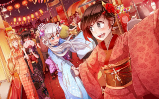Kimono festival anime girls lanterns - official free wallpaper for desktop