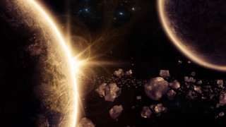 Space rocks bright star moon - a large star free wallpaper