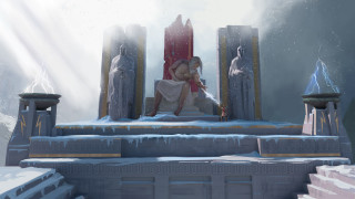 Woman throne snowy landscape sunbeam - christophe vacher free wallpaper