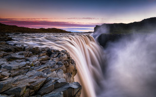 Waterfall side pink sky matte - derold page free wallpaper