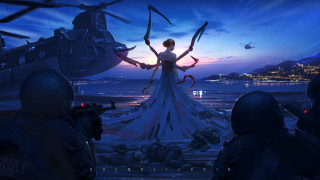 Woman helicopter night cyberpunk ship - a helicopter free wallpaper