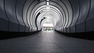 Tunnel walkway clock cyberpunk tiles - a tunnel free wallpaper