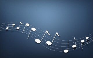 Musical note white circles blue - cinematic composition free wallpaper