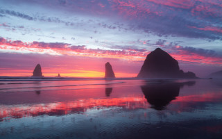 Sunset reflection rock formation water - a sunset free wallpaper
