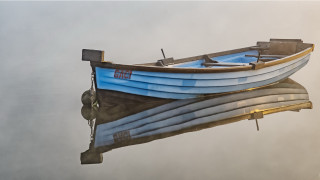 Blue boat lake dock clouds - an ultrafine free wallpaper for desktop