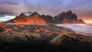 Mountain beach grass sunset cloudy - sunset free wallpaper