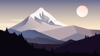 Mountain moon starry sky illustration - a purple sky free wallpaper