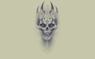 Skull horns demon face ultrafine - head free wallpaper