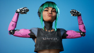 Green hair robot costume cyberpunk - her free wallpaper
