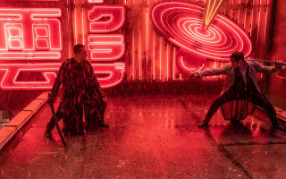 Dancing in rain neon love - behind them free wallpaper