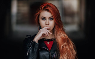 Eszter mattioni red hair leather - neoromanticism free wallpaper