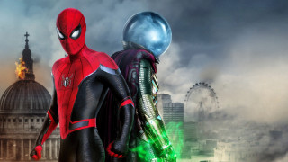 Spiderman futuristic cityscape planet moon - two person free wallpaper