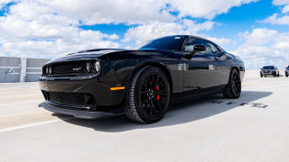 Black sports car highway blue - a few car free wallpaper