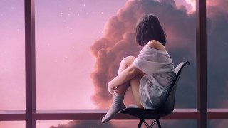 Woman sitting chair looking window 2 - elsa bleda free wallpaper