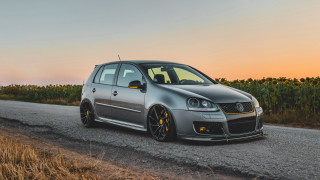Silver car cornfield sunset road - a silver car free wallpaper