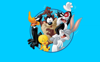 Cartoon characters circle blue background 3 - a circle free wallpaper