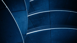 Building clock sculpture gradient blue - face and a clock free wallpaper
