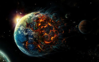 Planet fire smoke apocalyptic matte - a picture of a planet free wallpaper