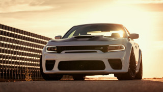 White car fence sunset sunshine - ultra wide angle free wallpaper