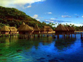 Huts lake forest hillside boat - hillside free wallpaper