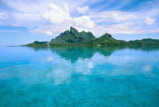 Small island water background clouds - a small island in the middle of a body free wallpaper