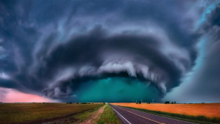 Storm clouds green streak night - daniel lieske free wallpaper