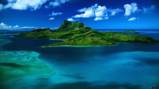 Small island water clouds blue - a small island free wallpaper